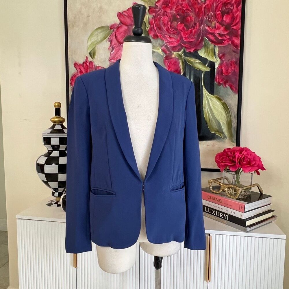 Rag & Bone Women's Shawl Lapel Collar Tailored Blazer Jacket Blue Size 4